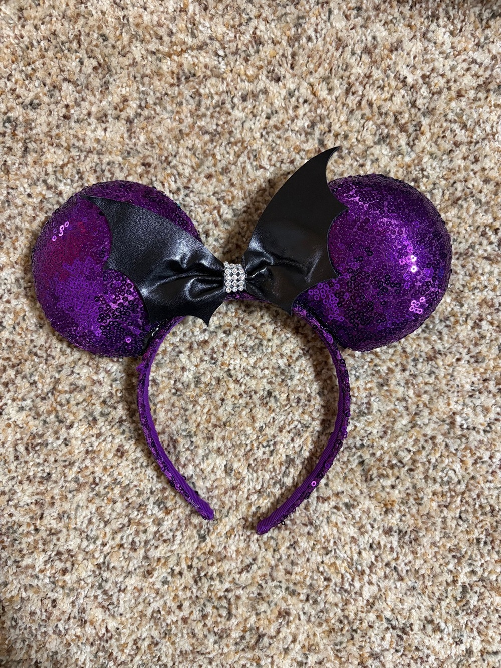 Purple Sequin Bat Ear Headband